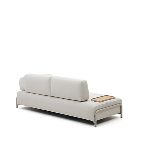 Compo 3-х местный диван из бежевой синели и серого металла с небольшим подносом 232 см