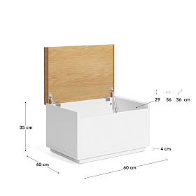 Abilen Сундук из шпона дуба и белого лака 60 x 40 см FSC 100%