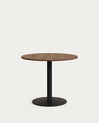 Esilda Круглый стол с меламиновой отделкой под орех и черной металлической  ножкой