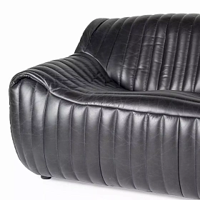 Черный кожаный диван Stefan