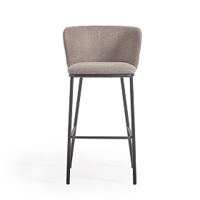 Ciselia Барный стул из светло-коричневой синели и черной стали, 75 см