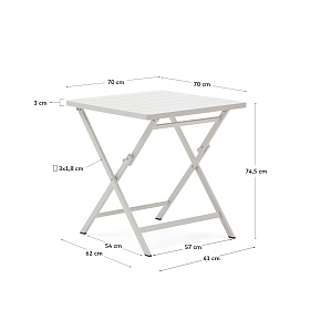 Стол садовый складной Torreta из алюминия с белой отделкой 70 x 70 см