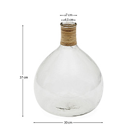 Ваза Serlina из ротанга и прозрачного переработанного стекла 37 см
