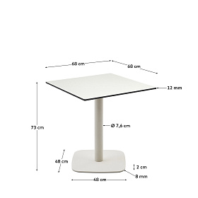 Dina Уличный стол белый на белом металлическом основании 68 x 68 x 70 см