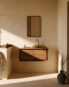 Kenta Мебель для ванной из массива тика с ореховой отделкой, 90 x 45 см