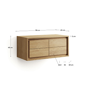 Kenta Мебель для ванной из массива тика с натуральной отделкой, 90 x 45 см