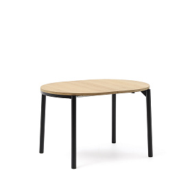 Montuiri круглый раздвижной стол из дубового шпона и черной стали