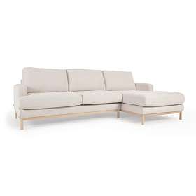Mihaela 3-местный диван с правым шезлонгом из белого микробукле 264 см