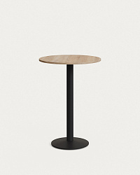 Esilda Круглый стол из меламина с натуральной отделкой и черной металлической ножкой  Ø60x96