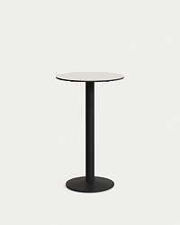 Esilda высокий круглый садовый стол белый с черной металлической основой Ø 60x96 см