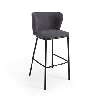 Ciselia Барный стул из темно-серой синели и черной стали 75 см
