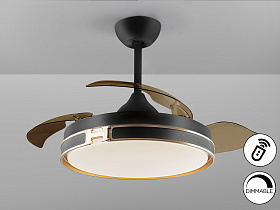 Потолочный вентилятор с освещением Heron DIMABLE черный/золотой