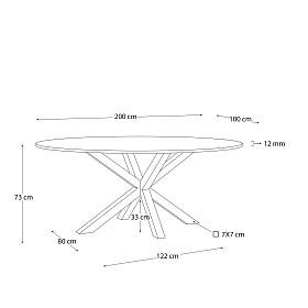 Овальный стол ARYA Argo из стекла и ножками из нержавеющей стали Ø 200