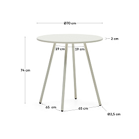 Montjoi Круглый уличный стол из стали с белой отделкой Ø 70 см