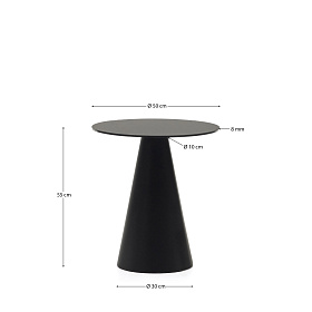 Приставной столик Wilshire из закаленного стекла и металла с матовой черной отделкой, Ø 50 см