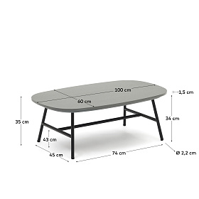 Bramant Журнальный столик из стали с черной отделкой 100 x 60 см