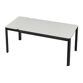 Раздвижной обеденный стол TOLEDO 140/180x85 закаленное стекло с керамикой, серый металл