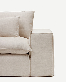 Anarela 3-местный диван со съемным чехлом и льняными подушками бежевого цвета 280 см
