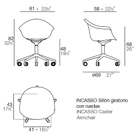 Поворотное кресло Incasso на колесиках