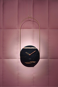 Часы настенные Colgante мрамор Sahara Noir - латунь