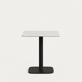 Барный стол Saura из черного металла со столешницей из белой терраццо