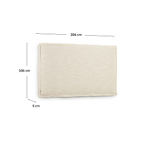 Изголовье из льняной ткани белого цвета Tanit со съемным чехлом 206 x 106 см