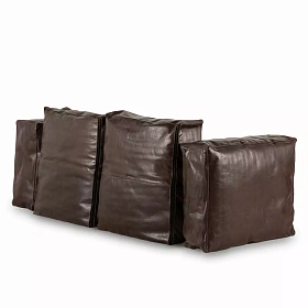 Двухместный кожаный диван Buffy коричневого цвета