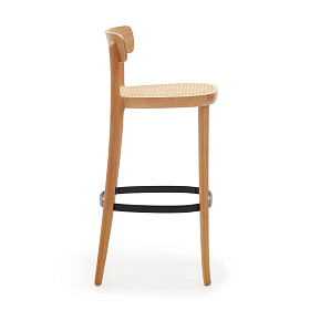 Барный стул Romane из бука с натуральной отделкой шпона ясеня и сиденьем из ротанга