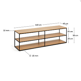 Yoana Тумба под TV из дубового шпона и черного металла 160 x 40 см