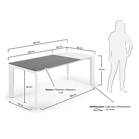 Стол Atta 140 (200) x90 белый керамический