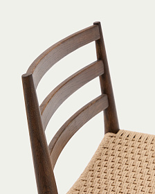 Analy Барный стул из массива дуба с отделкой под орех и сиденьем из веревки 70 см