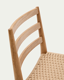 Analy Барный стул из массива дуба с натуральной отделкой и сиденьем из веревки 70 см
