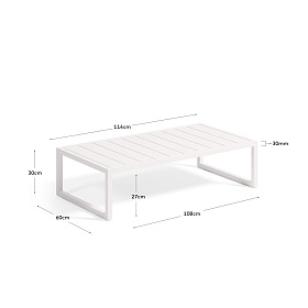 Comova Журнальный столик для улицы из белого алюминия 60 x 114 см