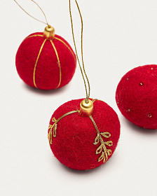 Набор Breshi из 3 маленьких красных декоративных подвесок в виде шаров