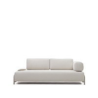 Compo 3-х местный диван из бежевой синели и серого металла с небольшим подносом 232 см