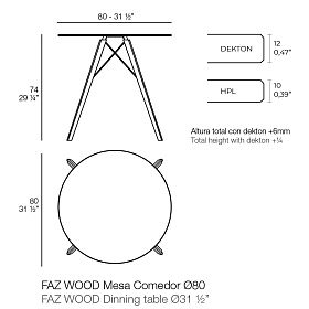 Обеденный стол из дерева Faz ø80x74