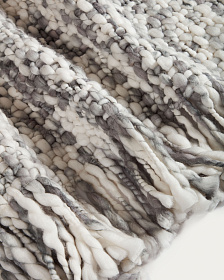 Persis Плед с кисточками из серой и белой шерсти 125 x 150 см
