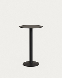 Esilda высокий круглый садовый стол черный с черной металлической основой Ø 60x96 см