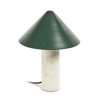 Valentine Настольная лампа белый мрамор и металл с зеленой окраской