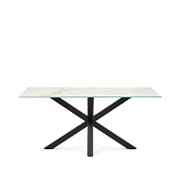 Arya Обеденный стол 160x90 черный с керамической столешницей Kalos Blanco