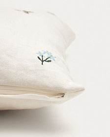Sadurni Чехол на подушку из белого льна с цветочной вышивкой, 45 x 45 см